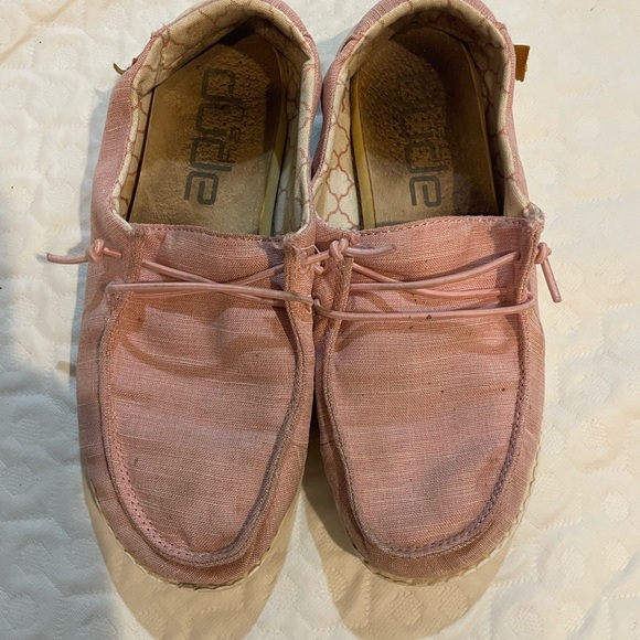 (2) Hey Dude Wendy Youth 3 Sugar Vibe Linen Cotton Candy Shoes Bundle Fair Cond. - Picture 11 of 13
